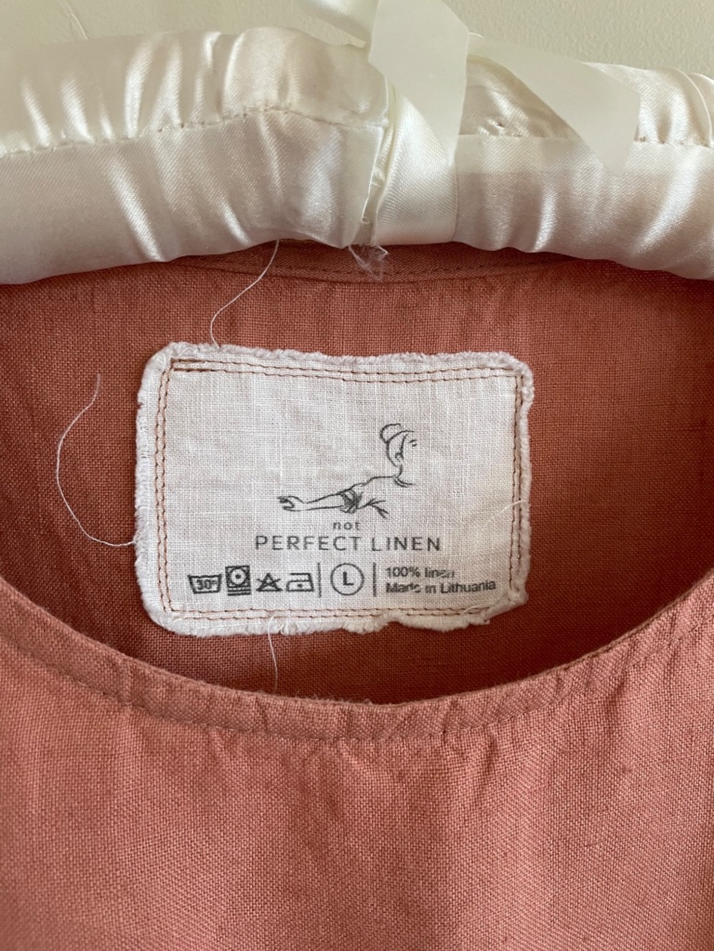 NotPERFECTLINEN Maxi EMILIE dress long sleeve size L soft peach color - Picture 4 of 5